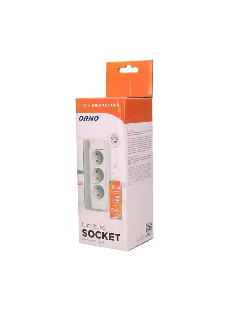Gniazdo meblowe 3x2P+Z, biało-srebrne OR-GM-9001/W-G ORNO