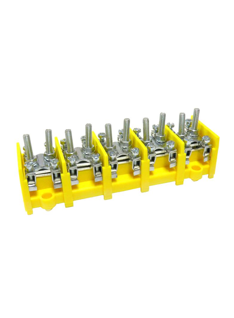 LZ5*25/10wyk.12 ,  Odgałęźnik instalacyjny 5-segmentowy (zacisk: 5x2x25mm2 - 5x4x10mm2), żółty