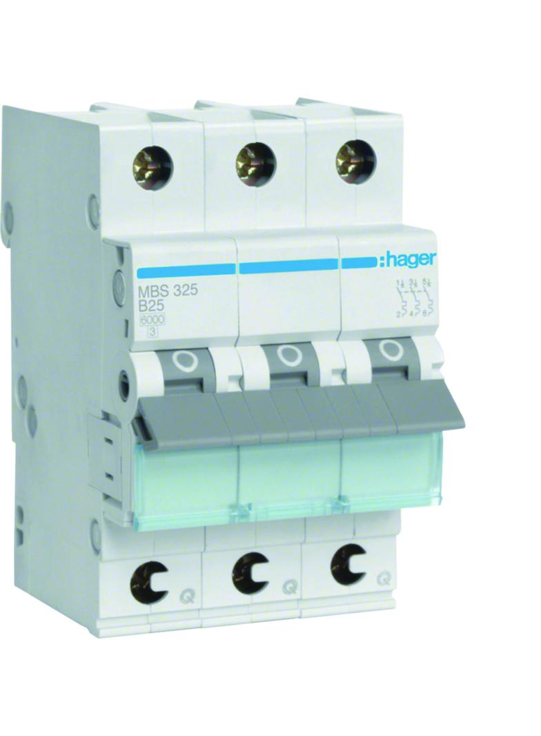 MCB Wyłącznik nadprądowy 6kA 3P B 25A QuickConnect MBS325 HAGER