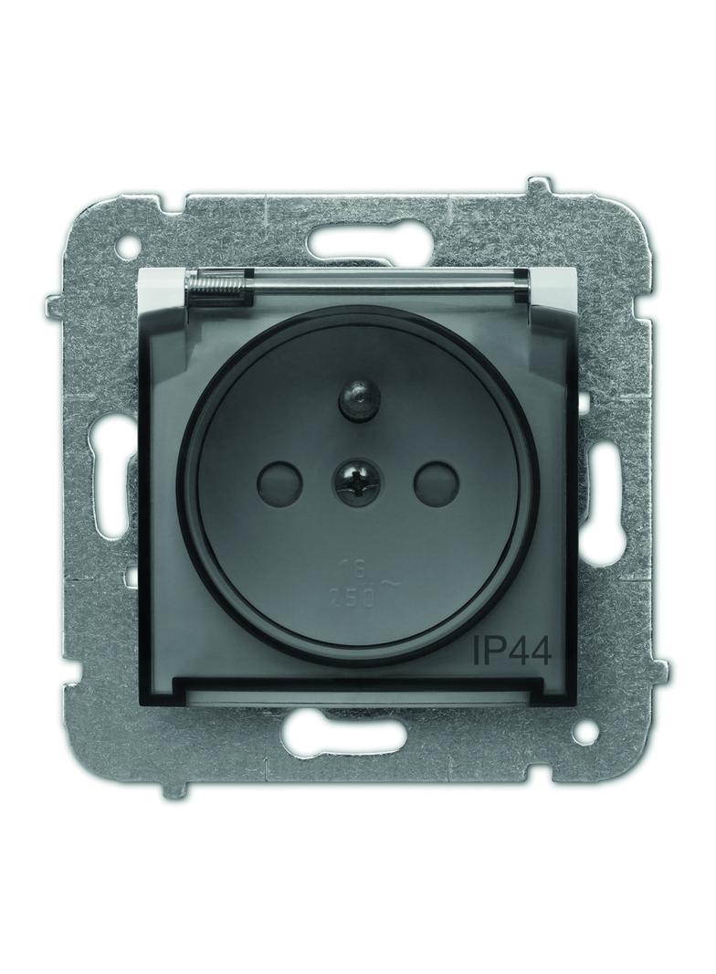 CARLA gniazdo 2P+Z IP44 z przesłonami torów prądowych białe