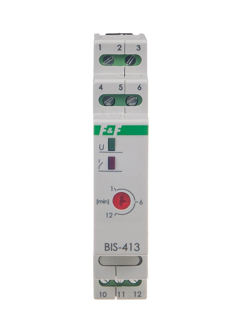Przekaźnik bistabilny z wyłącznikiem czasowym na szynę DIN z przekaźnikiem inrush 160A/20ms BIS-413-LED F&F