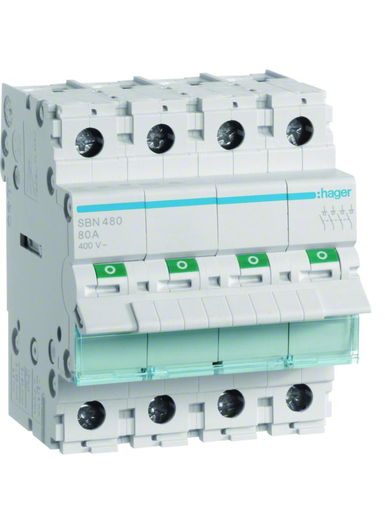 Modułowy rozłącznik izolacyjny 4P 80A 400VAC SBN480 HAGER