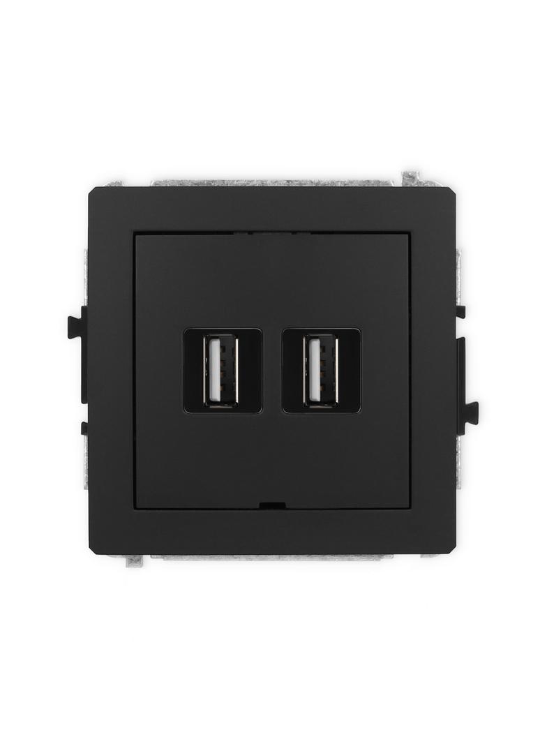 DECO Gniazdo podwójne 2xUSB A-A 2.0, bez pola opisowego czarny mat 12DGUSBBO-2 KARLIK