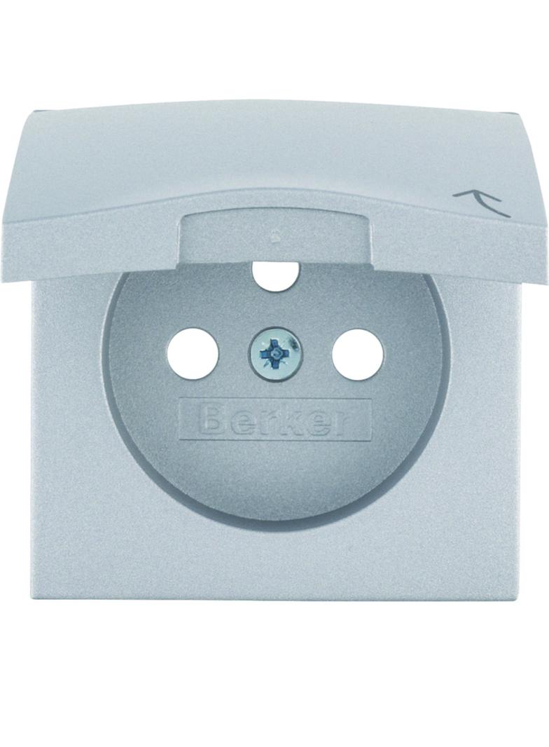 BERKER B.Kwadrat/B.7 Płytka czołowa do gniazda z uziemieniem z pokrywą aluminium mat lakierowana 396
