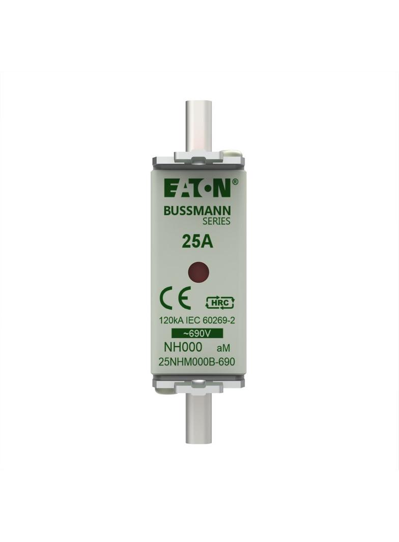 NH FUSE 25AMP 690V aM SIZE 000 Wkładka NH000 25A 690V AM podwójny wskaźnik 25NHM000B-690 EATON