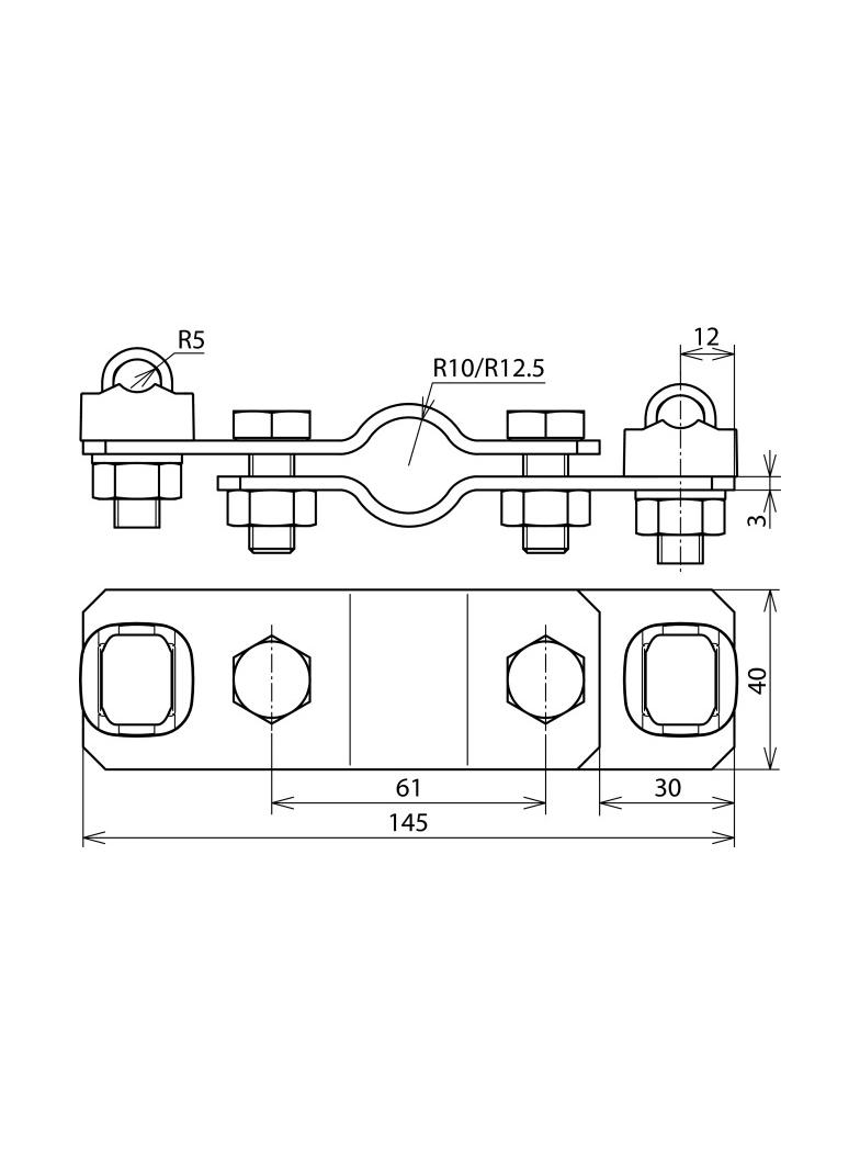 Zacisk do uziomów fi 20 mm, drutu 7-10 mm, St/tZn