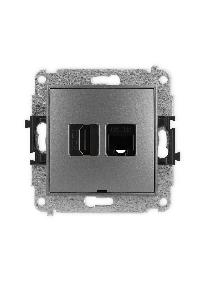 ICON Mechanizm gniazda pojedynczego HDMI 2.0 + gniazda komp. poj. 1xRJ45, kat. 5e, 8-stykowy, bez po