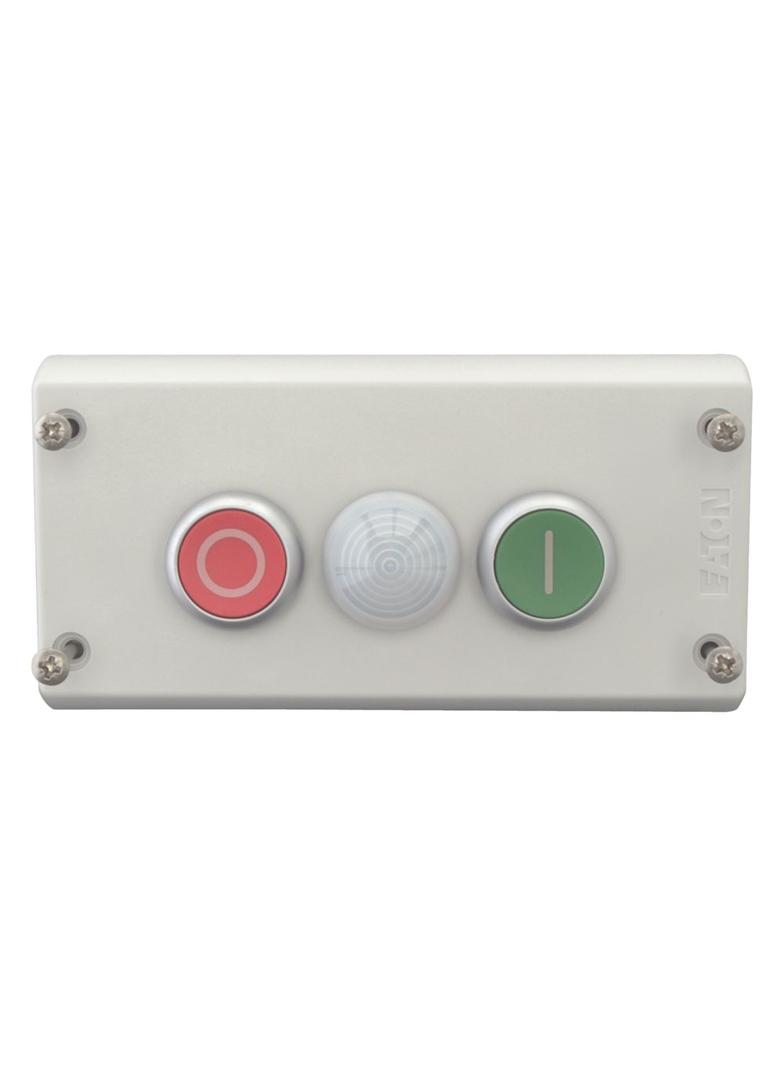 M22-I3-M2 Kaseta sterownicza 3-otworowa START/STOP/lampka biała 2Z 2R szara IP67 216533 EATON