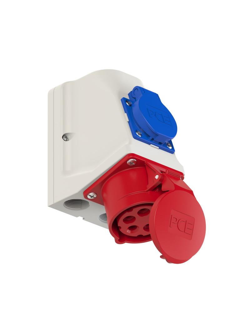 GNIAZDO KOMBI CEE + 230V Z BOLCEM 16A 400V 3P+Z+N okablowane 9215-6f. PCE
