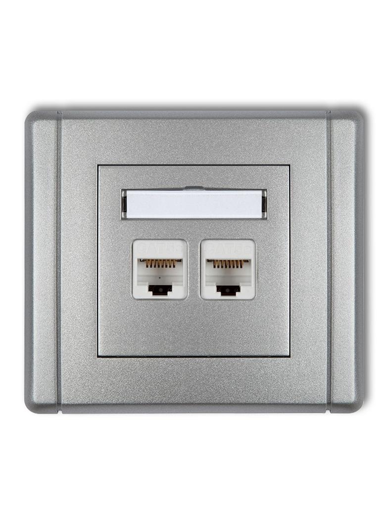 FLEXI Gniazdo komputerowe podwójne 2xRJ45, kat. 5e, 8-stykowe srebrny metalik