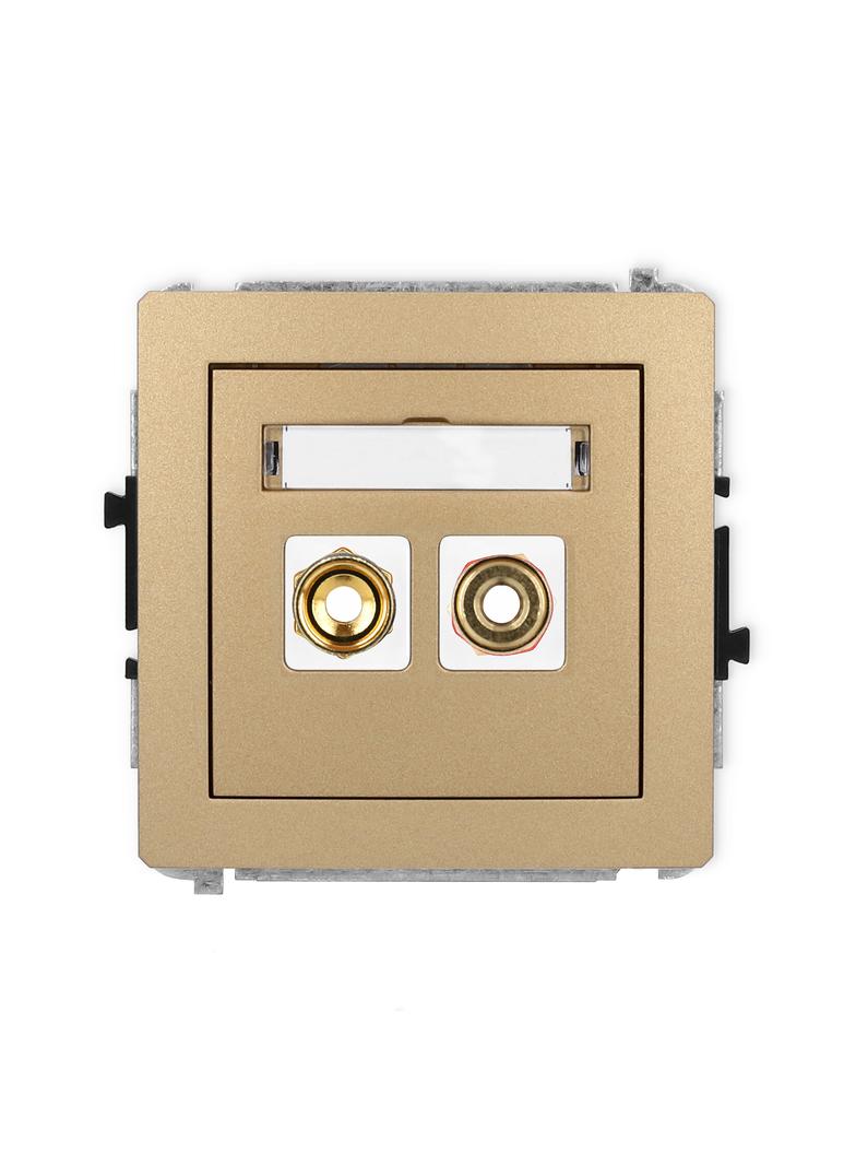 DECO Mechanizm gniazda głośnikowego pojedynczego (typu banan - czerwony i czarny, pozłacany, 4 mm2,