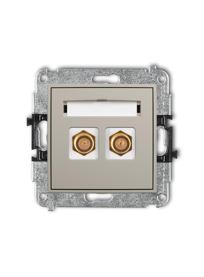 ICON Mechanizm gniazda antenowego podwójnego typu F (SAT) pozłacany taupe