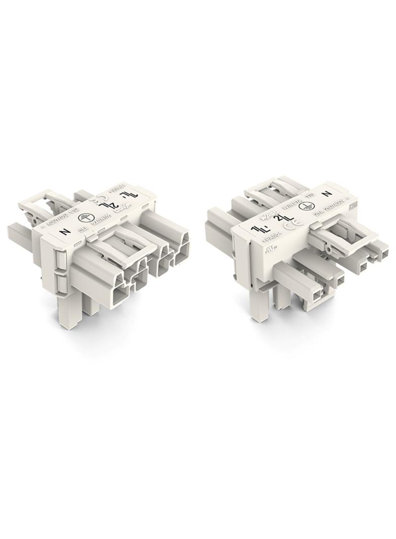 WINSTA rozgałęźnik typu T 4-torowy 1 x wtyk / 2 x gniazdo biały