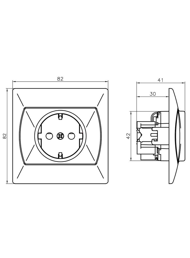 AKCENT Gniazdo pojedyncze z uziemieniem schuko z przesłonami torów prądowych - kolor biały