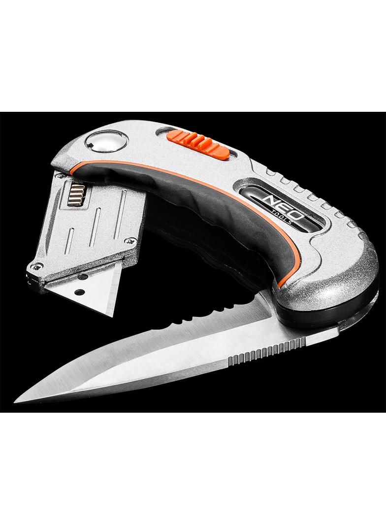 Nóż uniwersalny składany, ostrze trapezowe + nóż, nylonowe etui + 5 ostrzy Neo