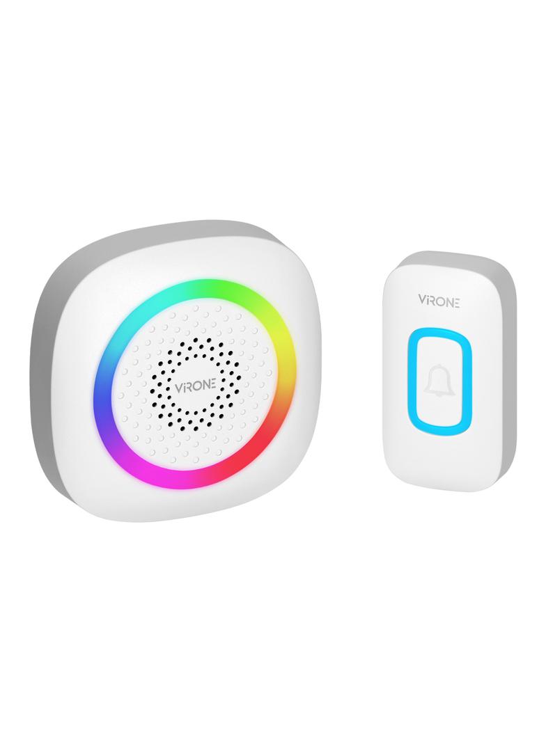 PELA AC, dzwonek bezprzewodowy sieciowy, learning system, 60 dźwięków, LED RGB, 300m, biały