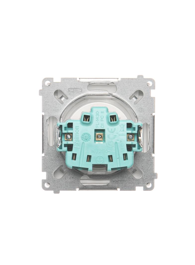 Simon Basic Gniazdo wtyczkowe z uziemieniem z przesłonami torów prądowych bryzgoszczelne IP44 16A 250V zaciski śrubowe biały BMGZ1BZ.01/11 BMGZ1Bz.01/11 KONTAKT