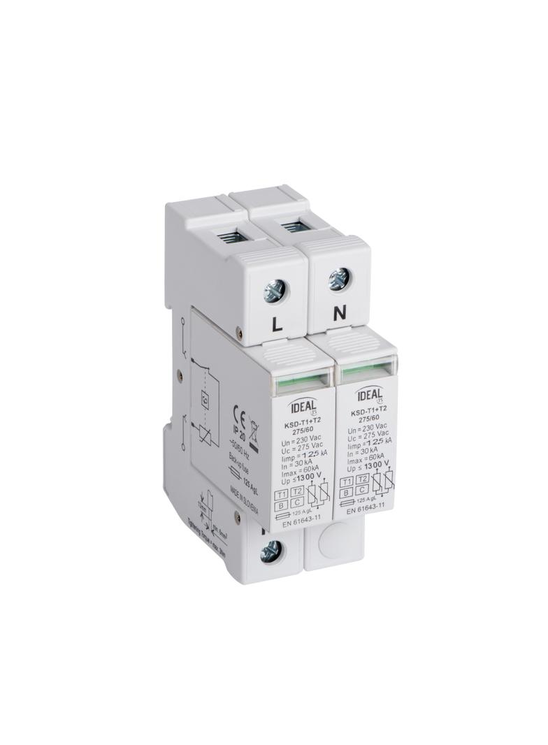 Ogranicznik przepięć B+C Typ 1+2 1P+N 30kA 1,5kV KSD-T1T2 275/120 1P+N 23922 KANLUX