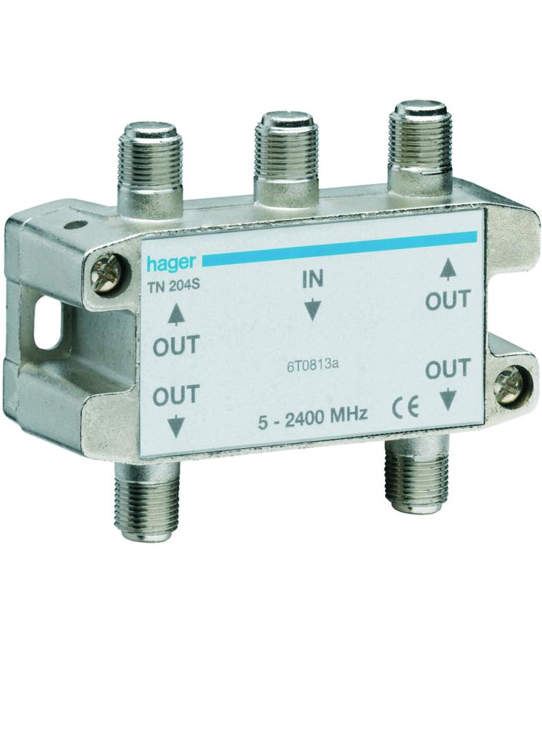 Rozdzielacz sygnału TV/SAT 4-krotny TN204S HAGER