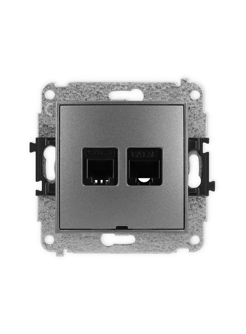 ICON Mechanizm gniazda telefonicznego pojedynczego 1xRJ11 + komputerowego pojedynczego 1xRJ45, kat.