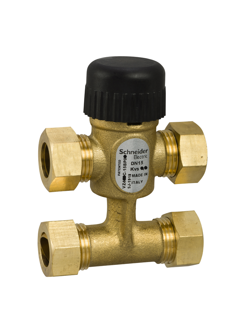 VZ419C, zawór regulacyjny, 3-drogowy z obejściem, DN15, kvs 1,0, przyłącze 1/2, gwint zewnętrzny, me