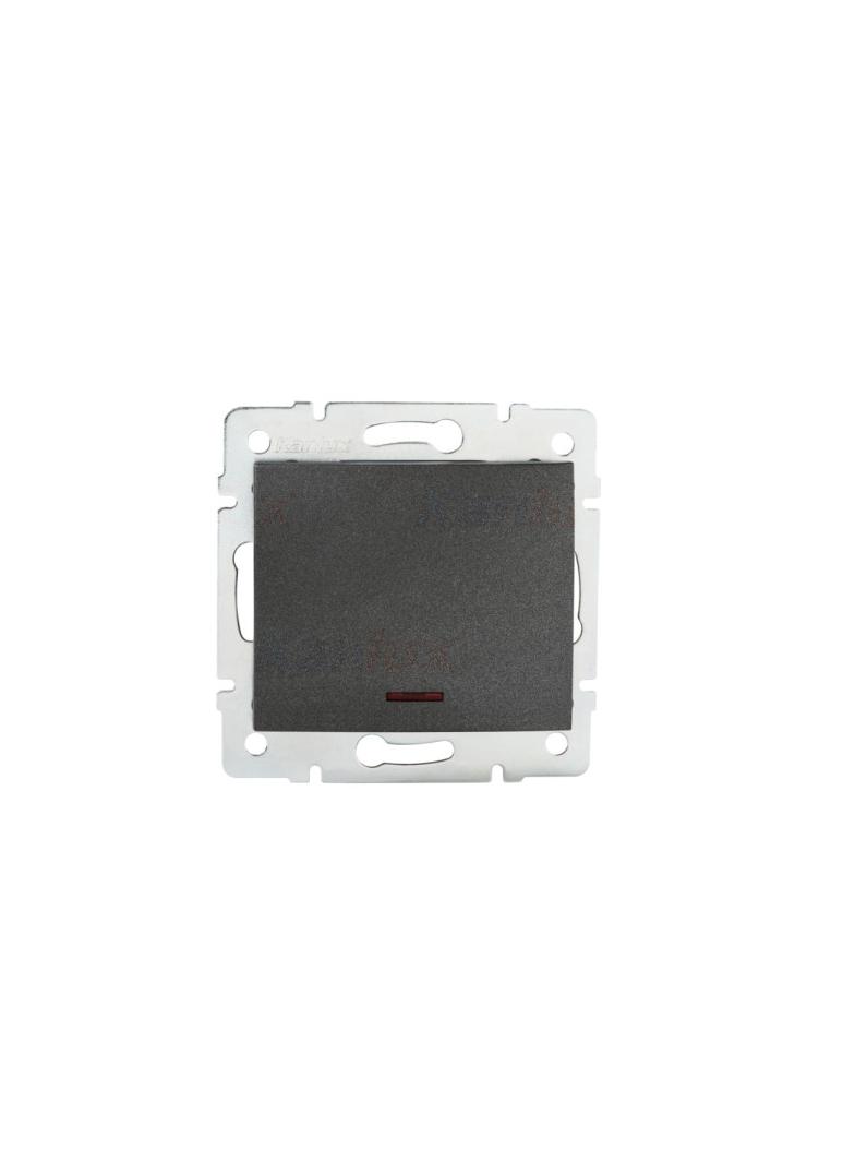 LOGI Łącznik jednobiegunowy z LED śrubowy 10AX 250V grafit 021110141 25256 KANLUX