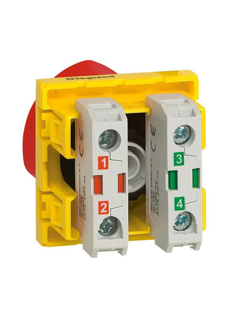 MOSAIC WYŁĄCZNIK BEZPIECZEŃSTWA NA KLUCZ - 2 MODUŁY ŻÓŁTO/CZERWONY 10A-250V~, Legrand