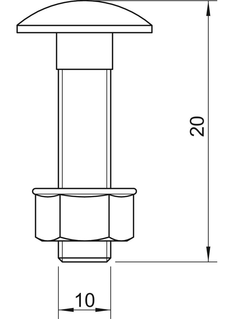 FRSB 10x20 VA, Śruba z łbem grzybkowym
