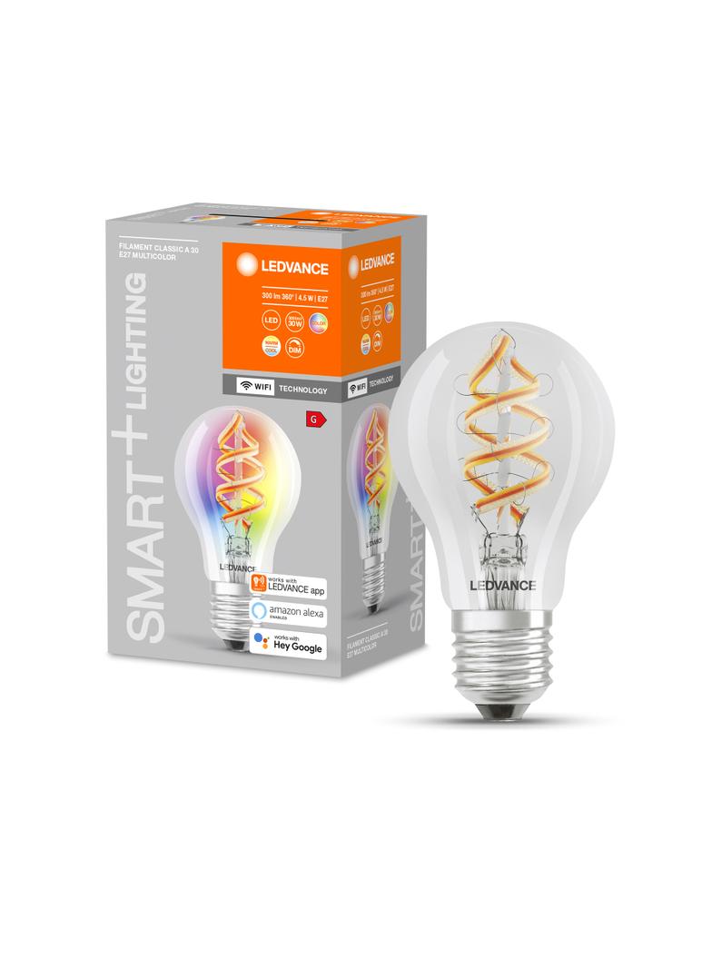 Lampa LED SMART WFA30D4,5W/827230VFilament szkło przezroczysteRGBWE27FS1LEDV