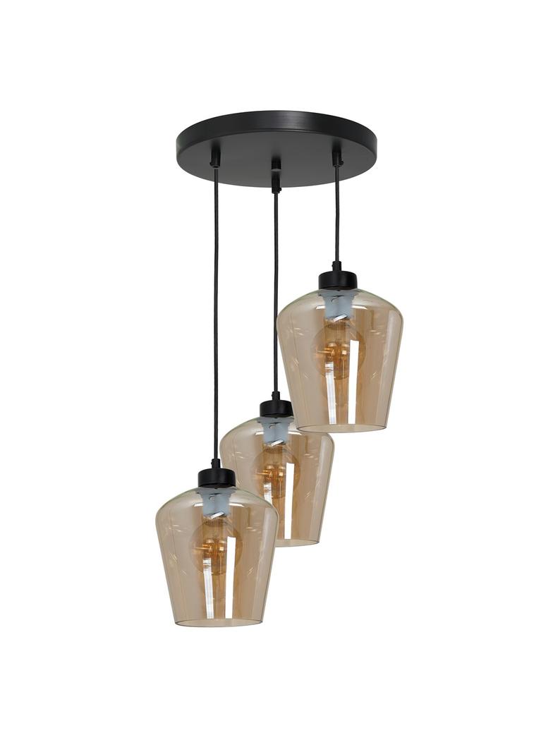 Milagro lampa wisząca Santiago Amber 3xE27 czarna MLP6613