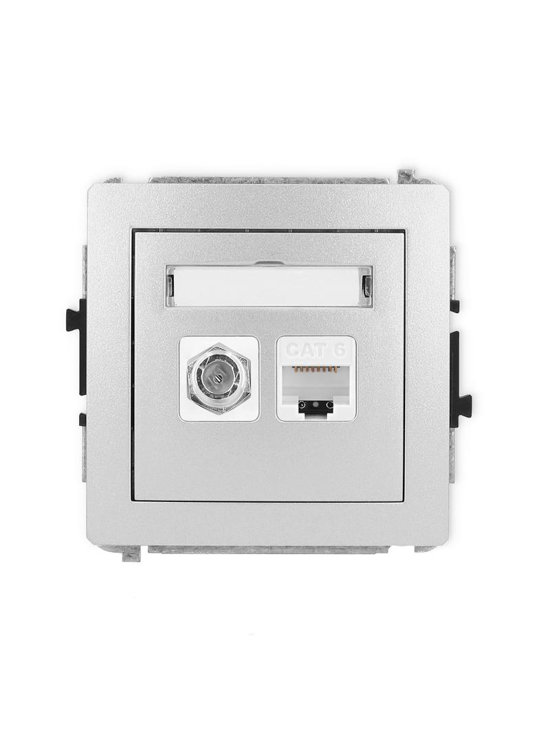 DECO Mechanizm gniazda antenowego poj. typu F (SAT) + gniazda komp. poj. 1xRJ45, kat. 6, 8-stykowy s