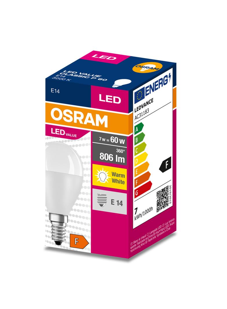 Lampa LED VALUE Classic P60 non-dim plastik 7,5W 830 E14