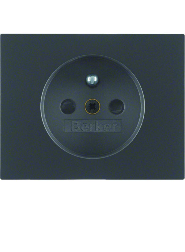 BERKER K.1 Płytka czołowa z przysłoną styków do gniazda z uziemieniem antracyt mat lakierowana 39657