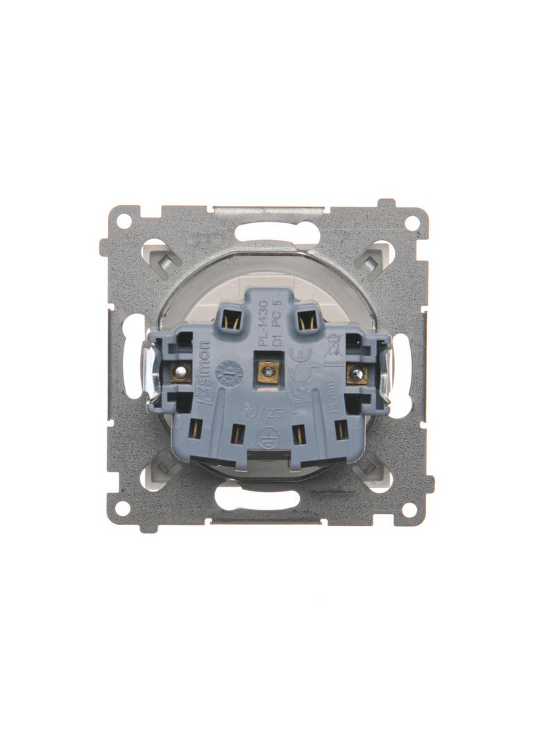 Simon 54 Gniazdo bez uziemienia z przesłonami 16A z. śrub. biały