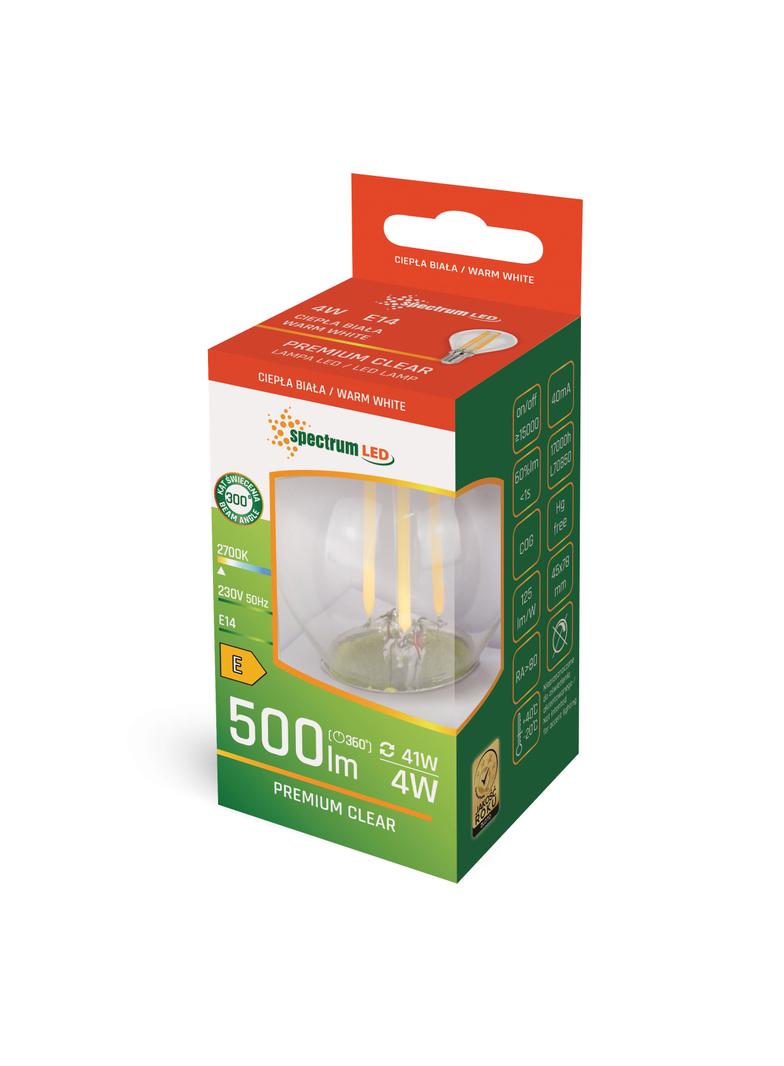 LED KULKA E-14 230V 4W COG WW CLEAR SPECTRUM