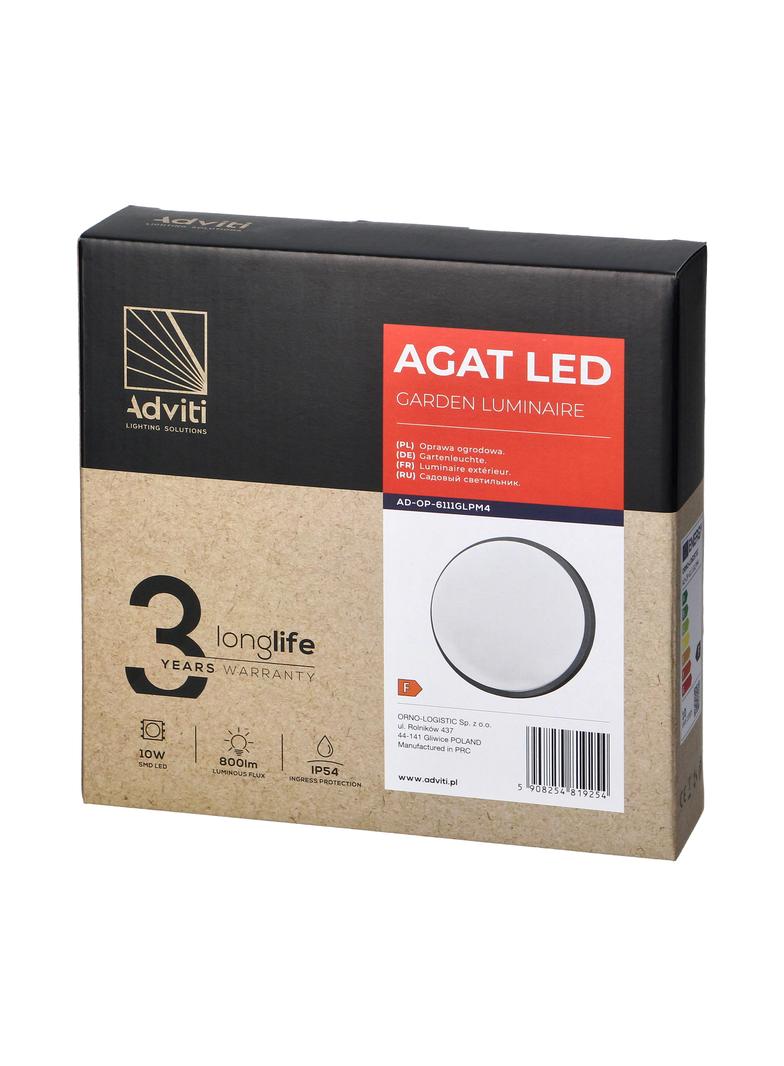 AGAT LED 10W, oprawa ogrodowa, 800lm, IP54, 4000K, szara AD-OP-6111GLPM4 ORNO