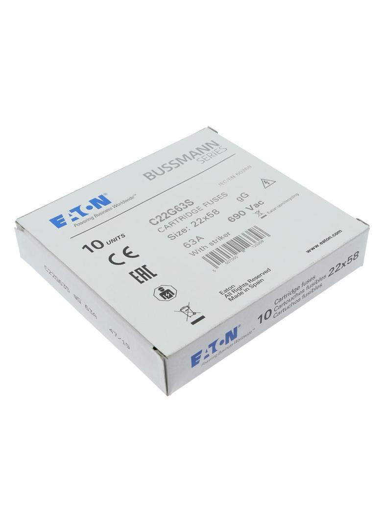 C22G63S Wkładka cylindryczna z wybijakiem 22x58 63A GG 690V AC C22G63S EATON