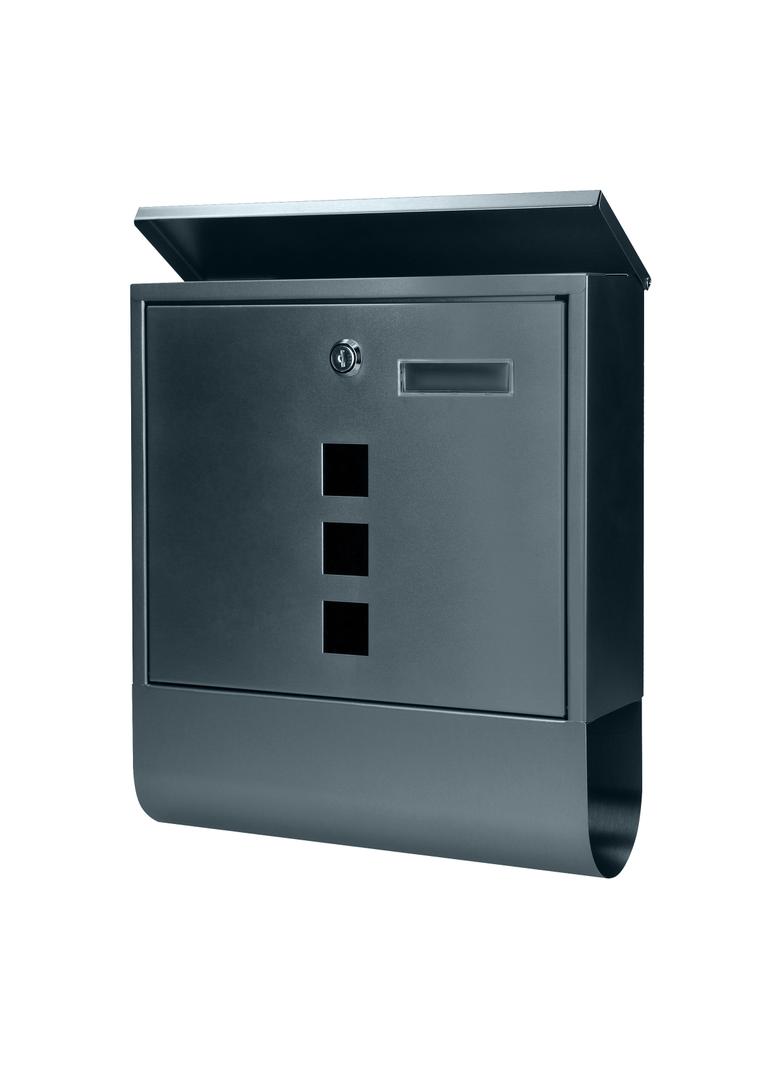Skrzynka na listy HAITI z galwanizowanej stali z gazetnikiem i okienkami i wizytownikiem antracyt MB