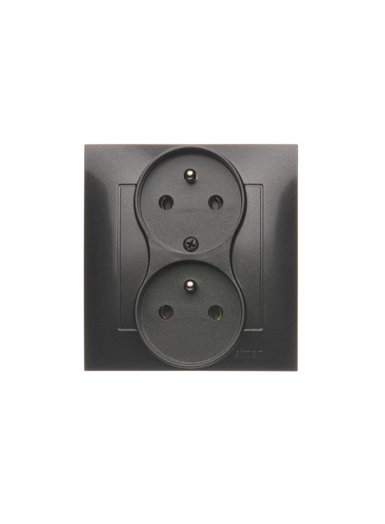 Simon 54 Gniazdo z/u podwójne z funkcją niezm. faz16A z. śrub. monoblok antracyt