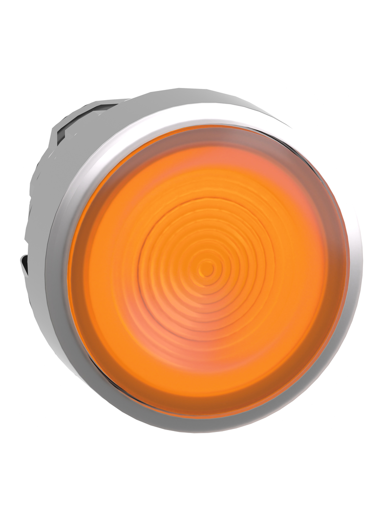 Harmony XB4 Przycisk płaski pomarańczowy z samopowrotem LED metalowy karbowana bez oznaczenia ZB4BW353S Schneider