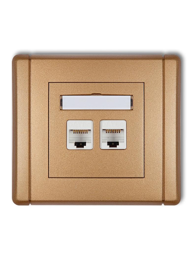 FLEXI Gniazdo komputerowe podwójne 2xRJ45, kat. 6, 8-stykowe złoty metalik