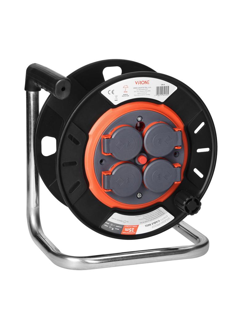 Bryzgoszczelny zwijak bębnowy IP44 4x2P+Z 16A 230V, H05RR-F 3x1,5mm2, 25m