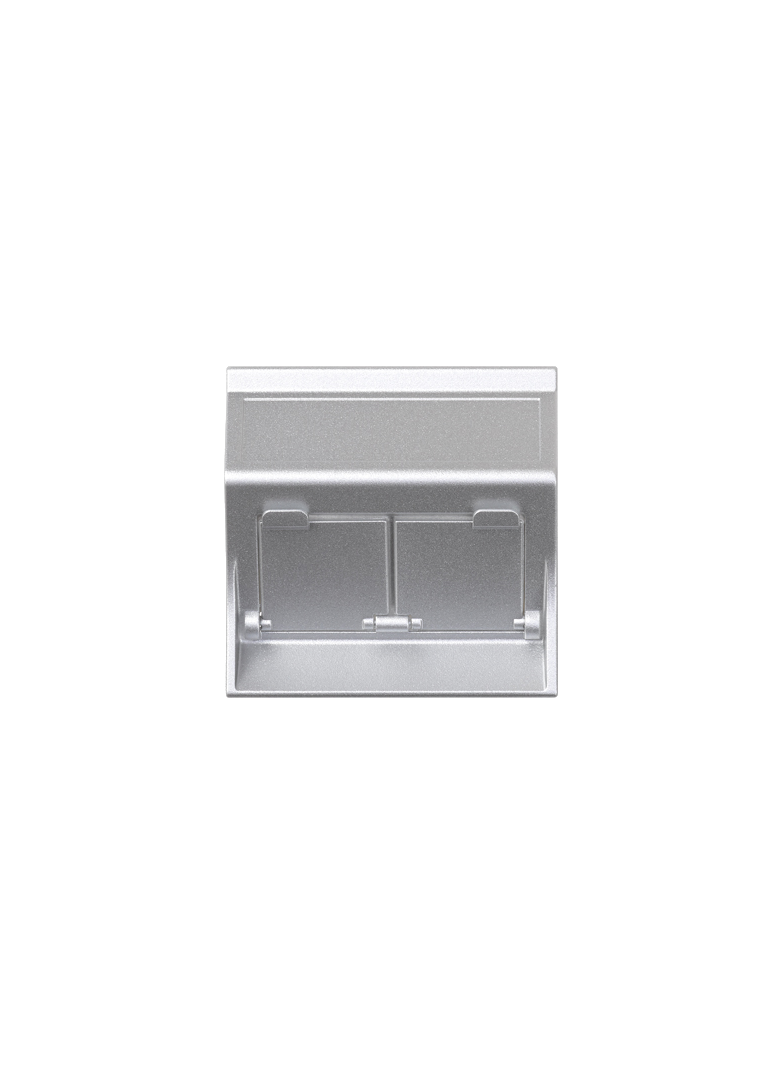 Simon Connect Płytka S500 2x RJ z osłonami skośna do adapterów MD aluminium 50000086-033 KONTAKT