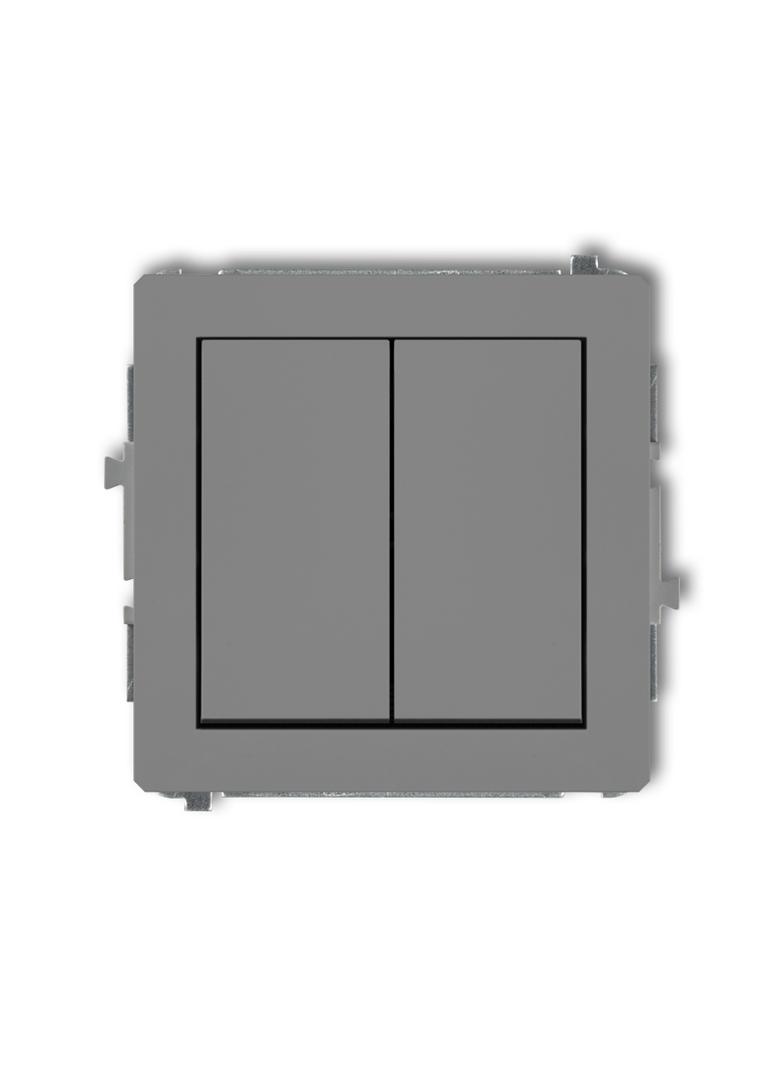 DECO Mechanizm łącznika podwójnego schodowego (dwa klawisze bez piktogramów) szary mat