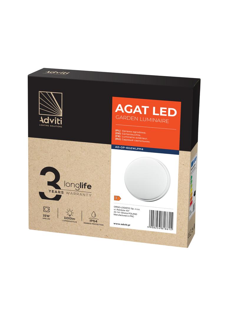 AGAT LED 15W, oprawa ogrodowa, 1100lm, IP54, 4000K, biała AD-OP-6112WLPM4 ORNO