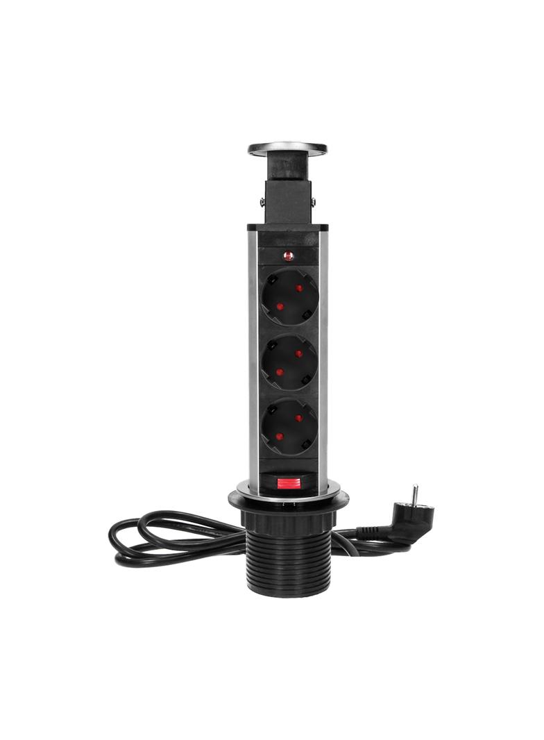 Gniazdo meblowe O6cm wysuwane z blatu z blokadą i przewodem 1,8m 3x2P+Z (Schuko) INOX OR-AE-1348(GS)