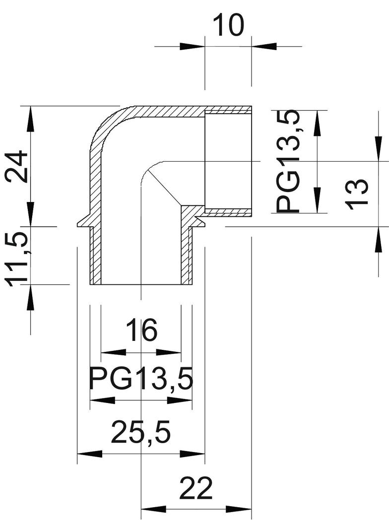 107/W, KOLANKO 90 ST.PG13,5
