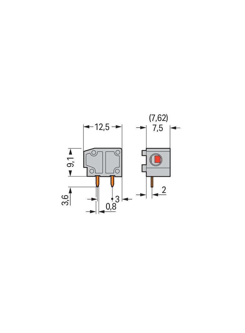 złączka do płytek drukowanych szara raster 7,5/7,62 mm /100szt./ WAGO