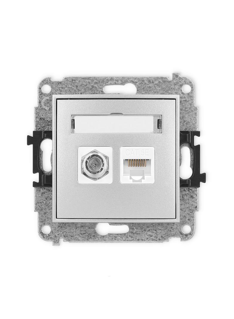 ICON Mechanizm gniazda antenowego poj. typu F (SAT) + gniazda komp. poj. 1xRJ45, kat. 5e, 8-stykowy