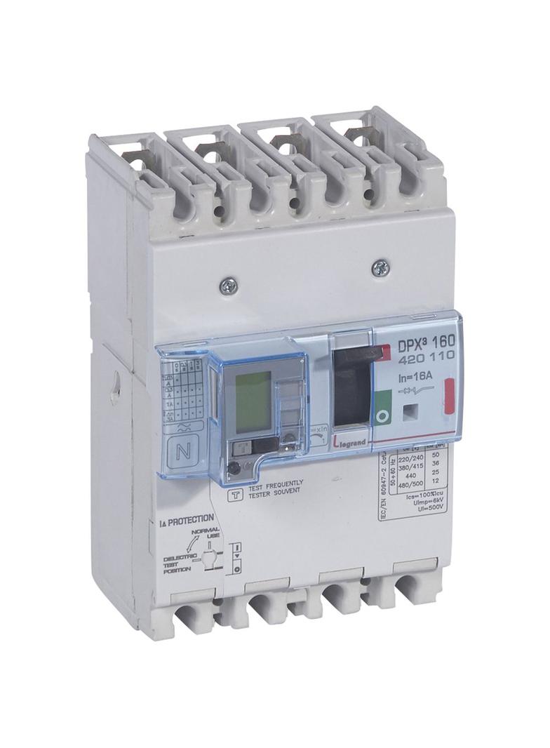 Wyłącznik Z Wyzwalaczem Termiczno-Magnetycznym DPX3 160 4P 16A 36kA Z Zab. R-Pr. 420110 LEGRAND